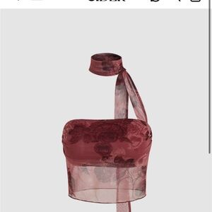 Cider Sheer Floral Burgundy Tube Top